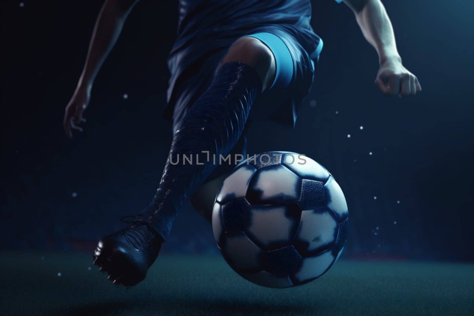 soccer competition football kick foot sport game ball stadium goal. Generative AI. by SHOTPRIME