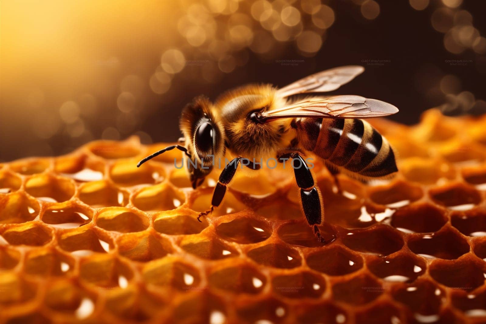 background honey sweet gold food shape vibrant wild nature natural phone beeswax mobile macro bee closeup yellow pollen ai honey insect bee nectar. Generative AI.