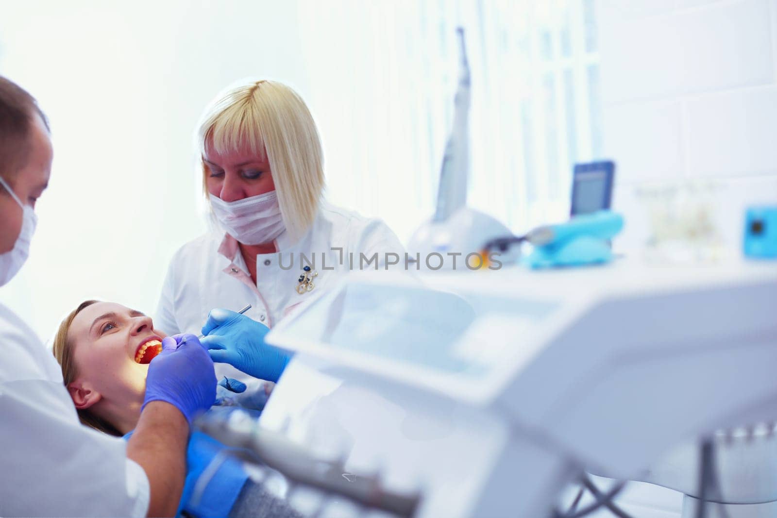 Doctor and patient in the dental clinic.