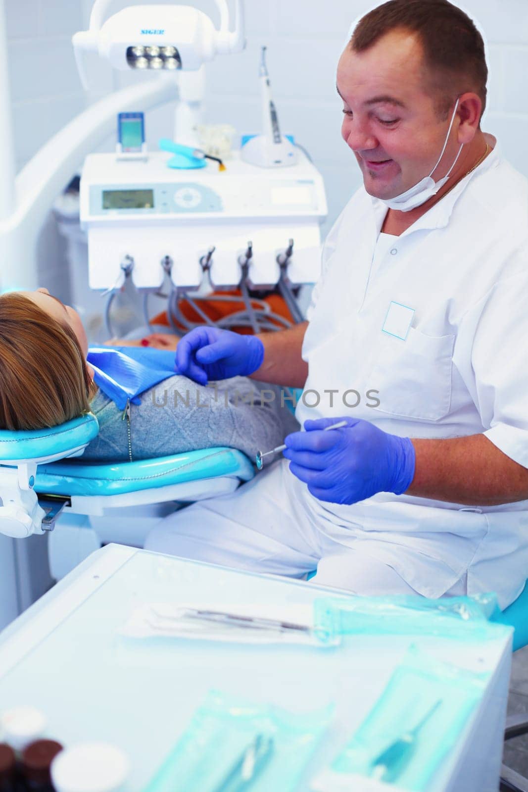 Doctor and patient in the dental clinic.