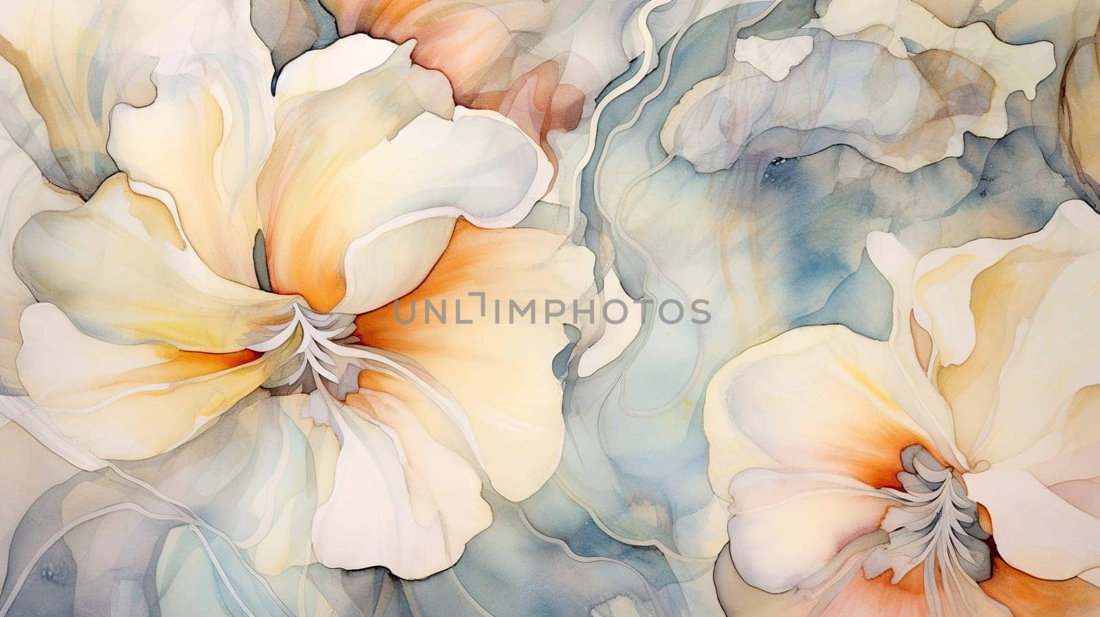 Floral abstract watercolor painting - generative AI - AI generated