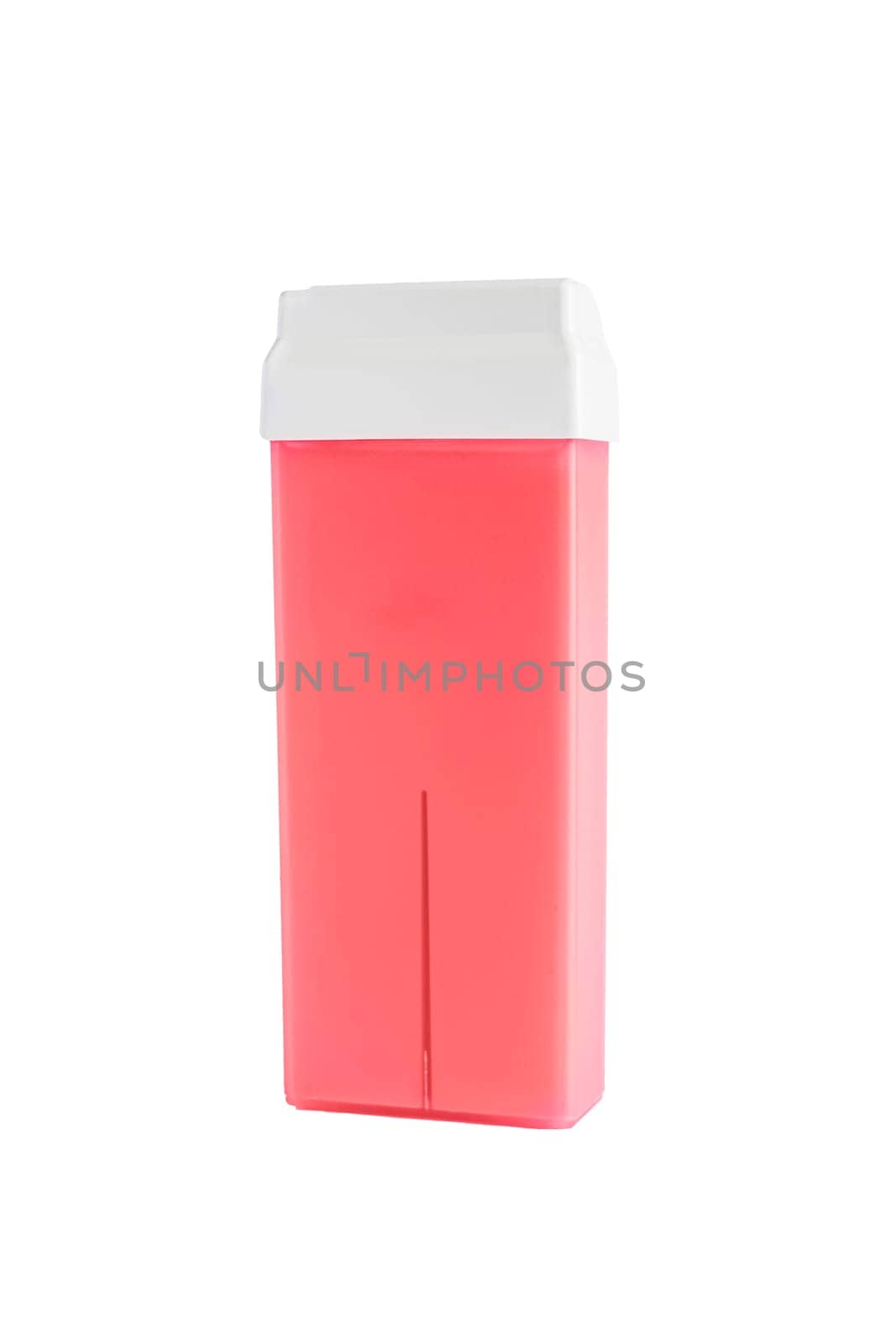 cartridges with pink wax for depilation on white background