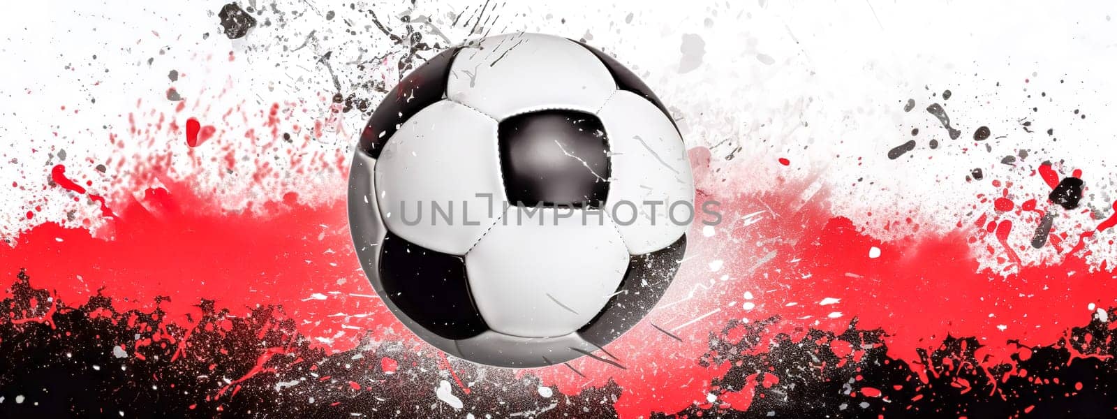soccer ball, banner with copy space, made with Generative AI. High quality illustration