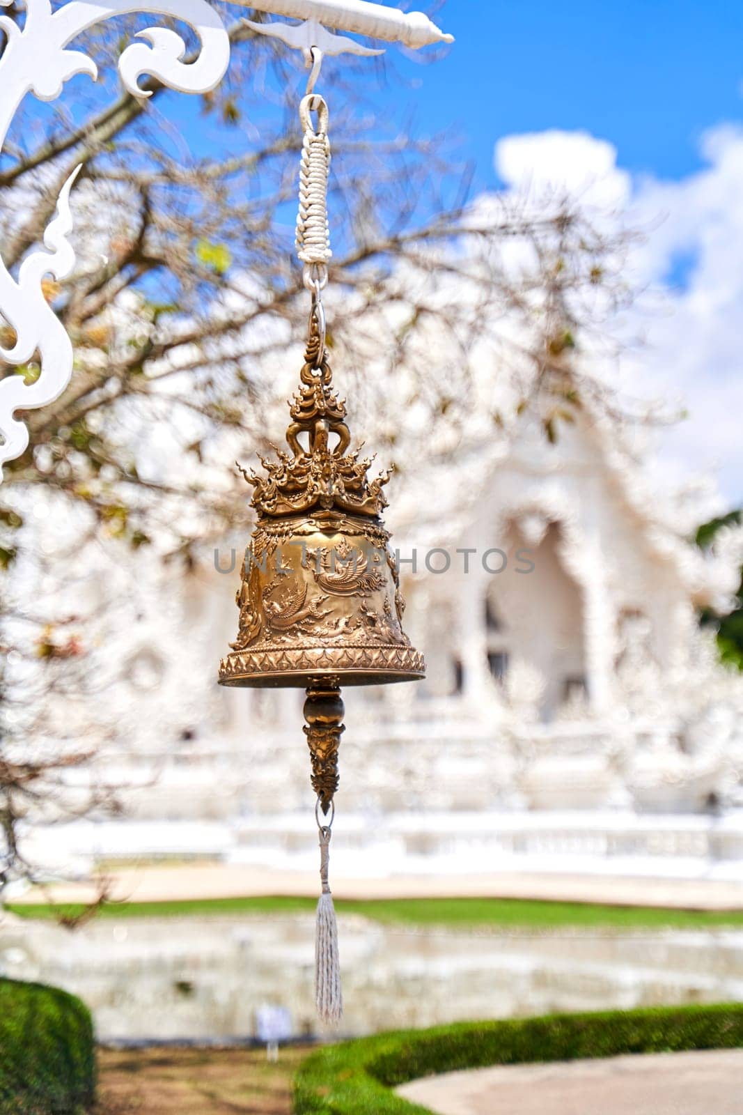 close-up of a bell adorned with a beautiful dragon carving by Try_my_best