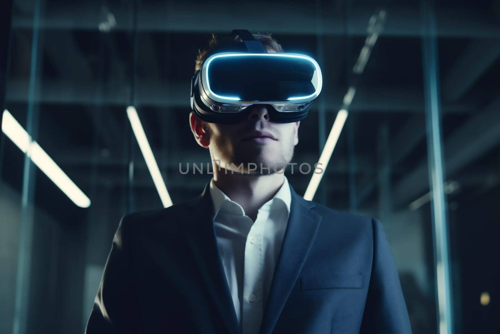 modern woman datum interface information line online reality digital future business vr technology concept glasses internet goggles headset icon virtual network. Generative AI.