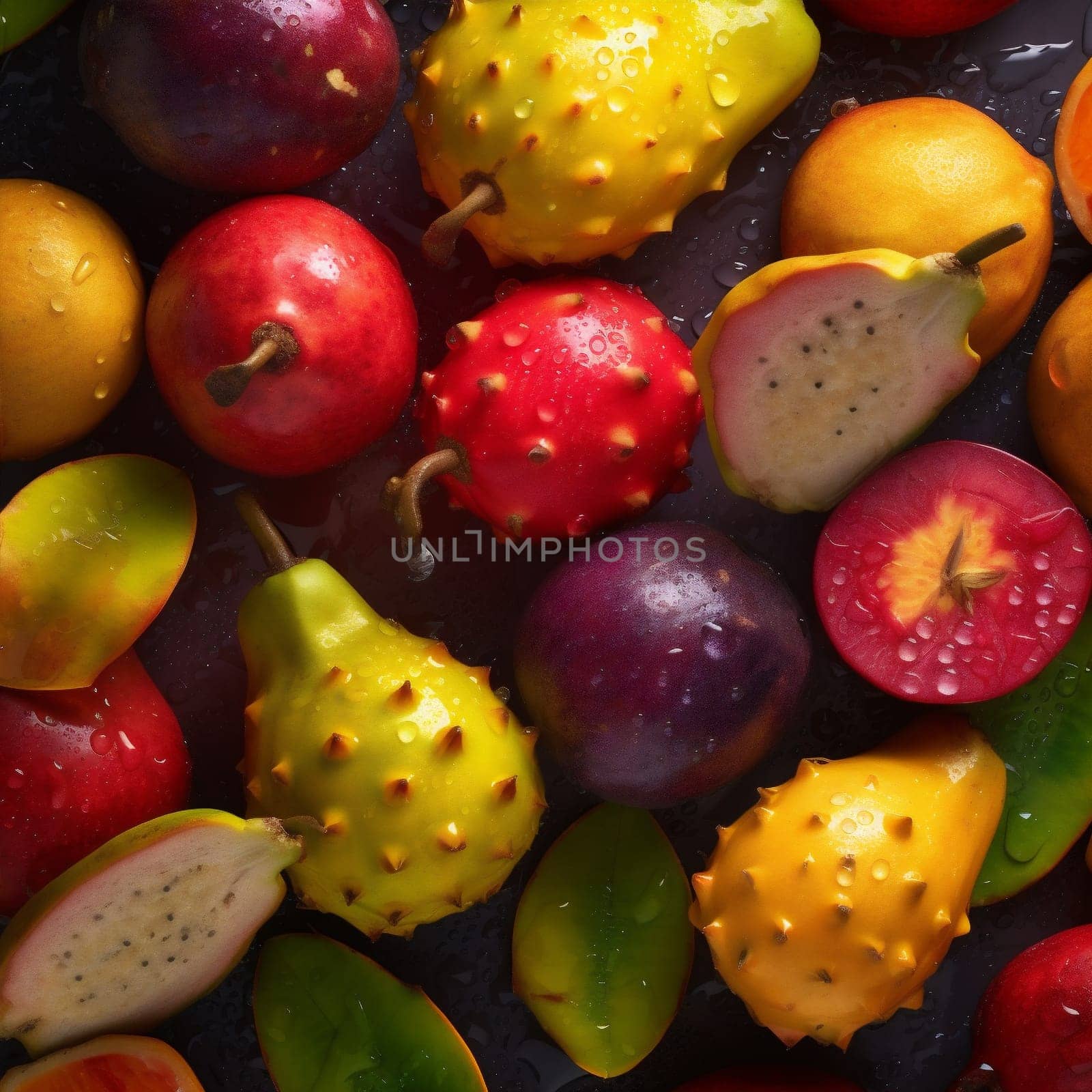 fresh fruit healthy water background food drop green strawberry vitamin isolated. Generative AI. by SHOTPRIME