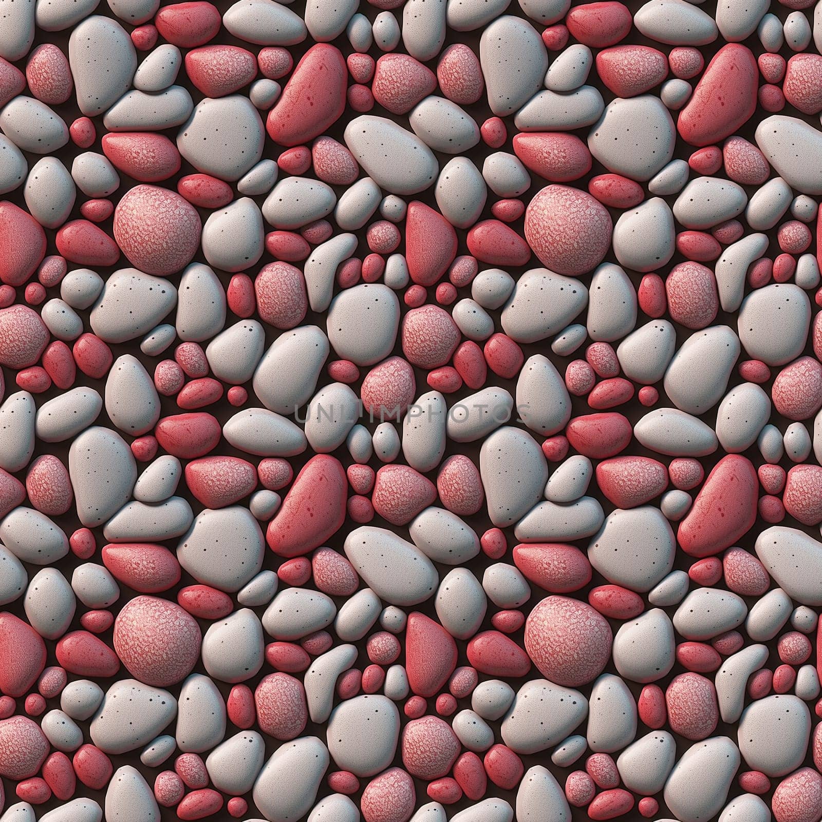 Seamless pattern: Sea stones. Naturally polished and rounded river pebbles repeating background. Generated AI by maclura