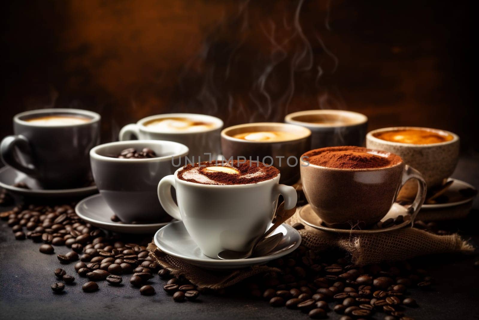 foam cup taste cafe drink brown aroma natural mug latte breakfast bean close beverage coffee roast wood food espresso morning. Generative AI.