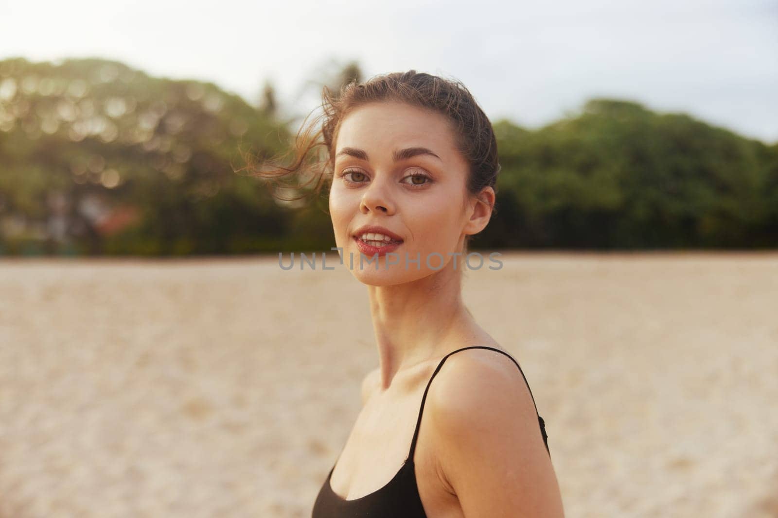 enjoyment woman sunset smile lifestyle vacation summer sand beach sea ocean by SHOTPRIME