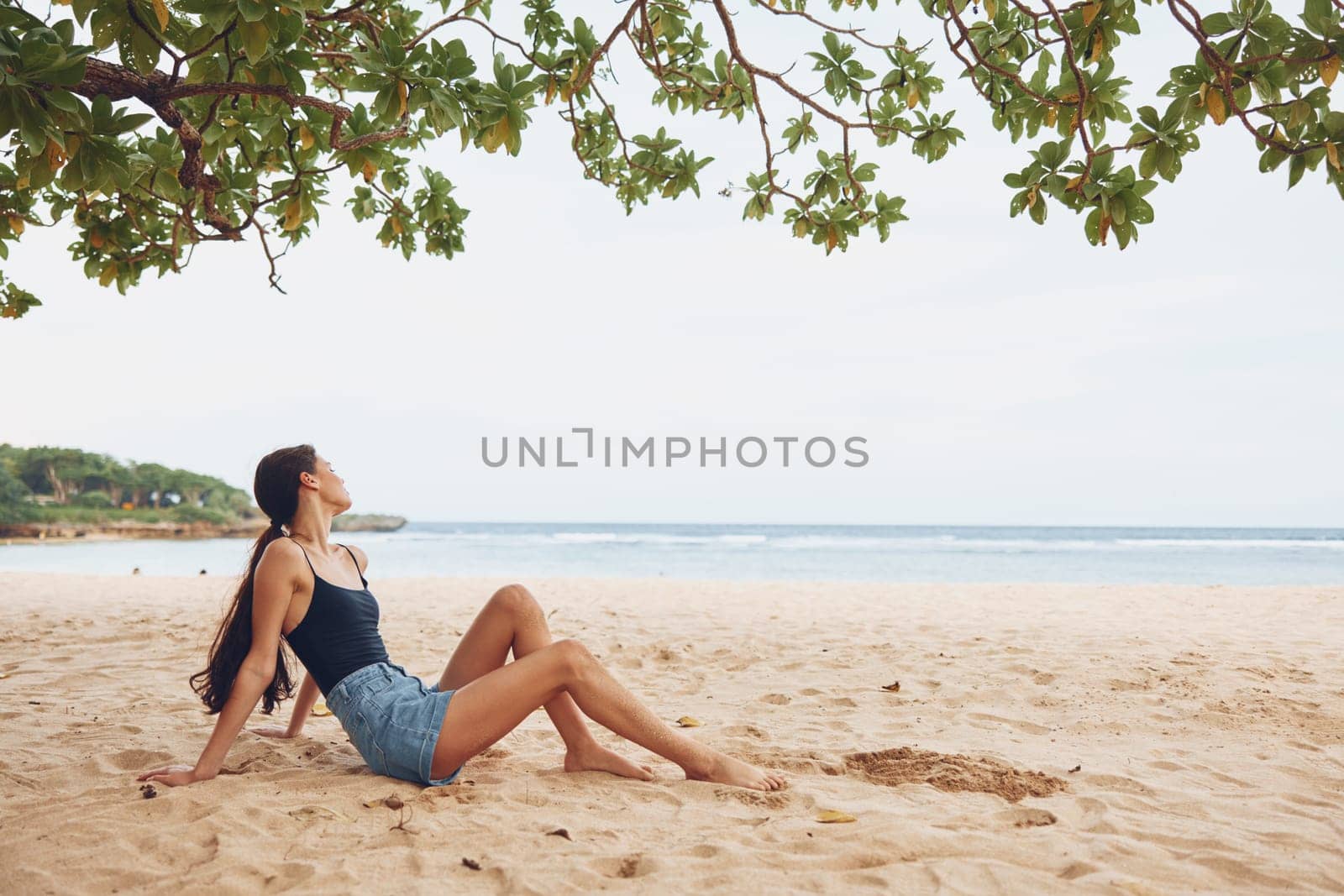 woman sun sand sea beach beautiful tropical tan freedom smile white vacation nature caucasian pretty beauty coast model fashion travel sitting