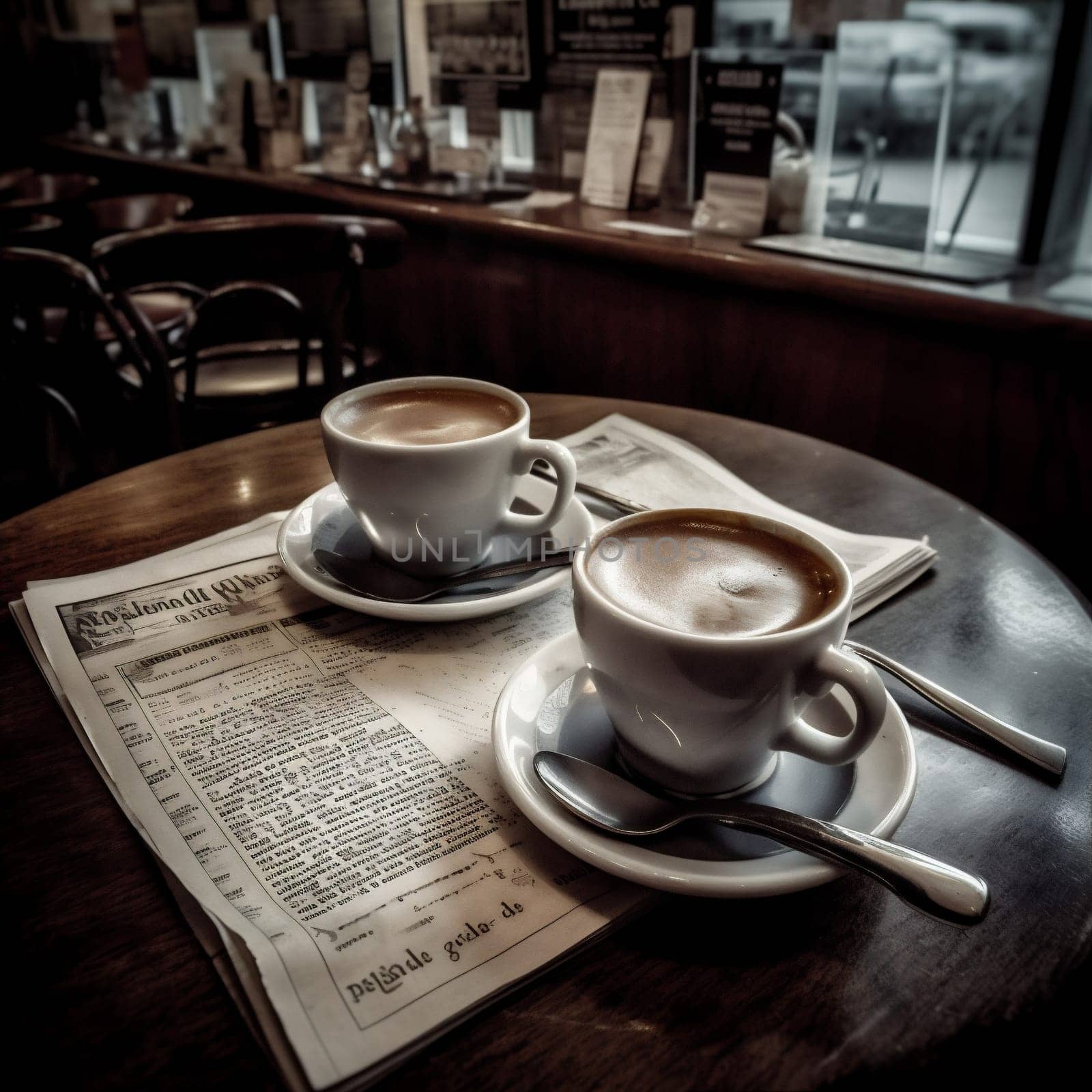 espresso cup breakfast mug beverage caffeine food table cafe drink. Generative AI. by SHOTPRIME