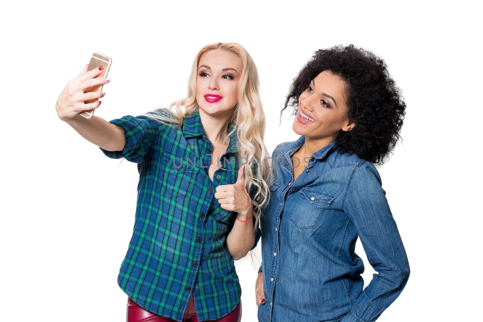Two beautiful girls making selfie by nazarovsergey