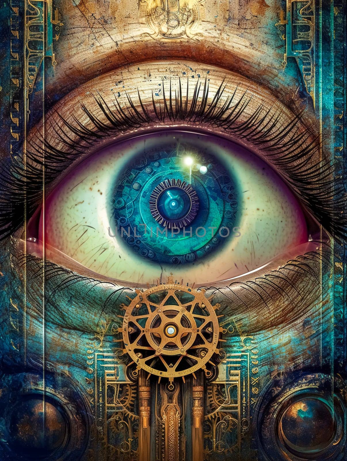 spiritual magical esoteric eye, intuitive vision, made with Generative AI. High quality illustration