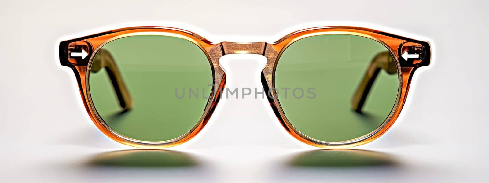 green glasses on a white background, banner, made with Generative AI. High quality illustration