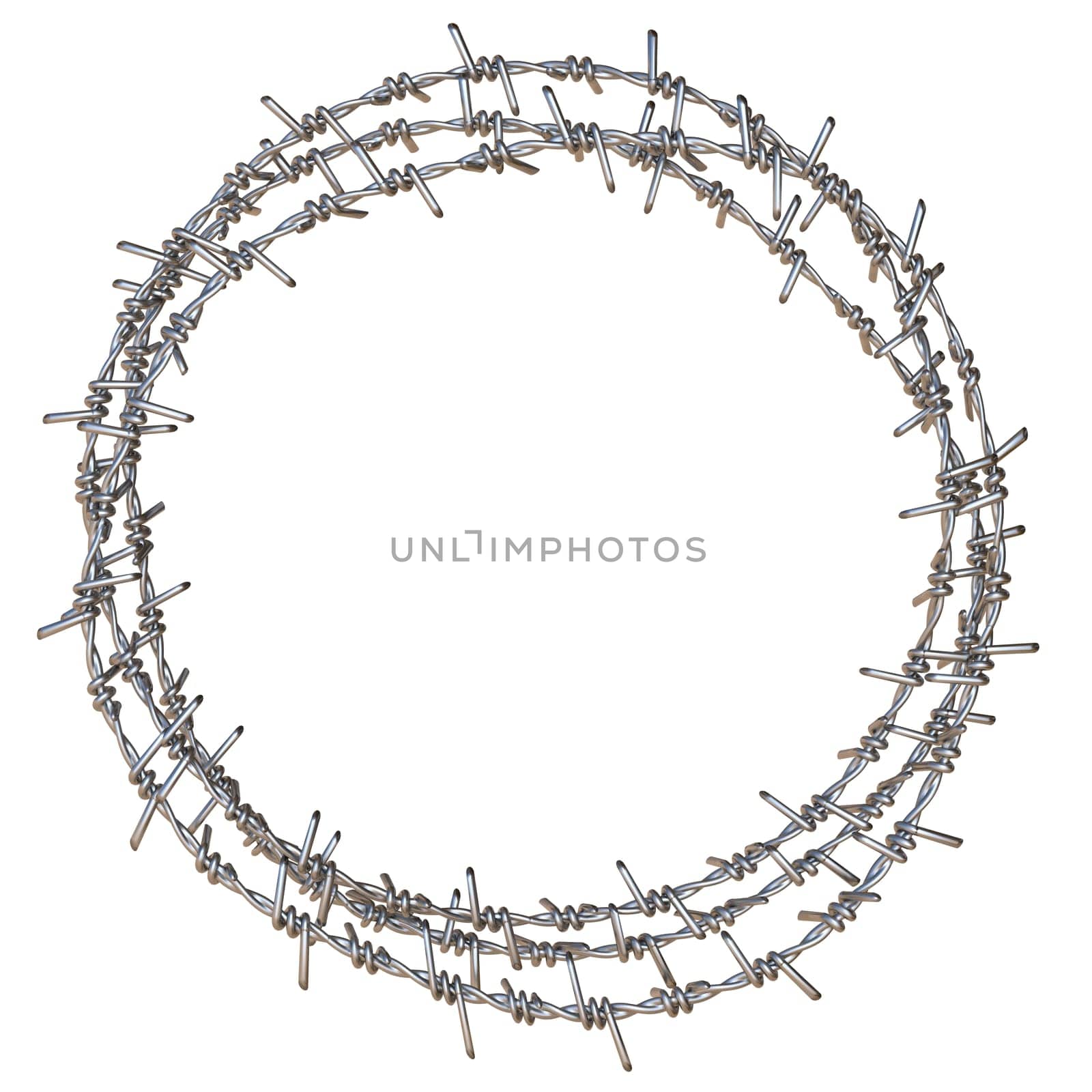 Barbed wire wreath 3D rendering illustration isolated on white background