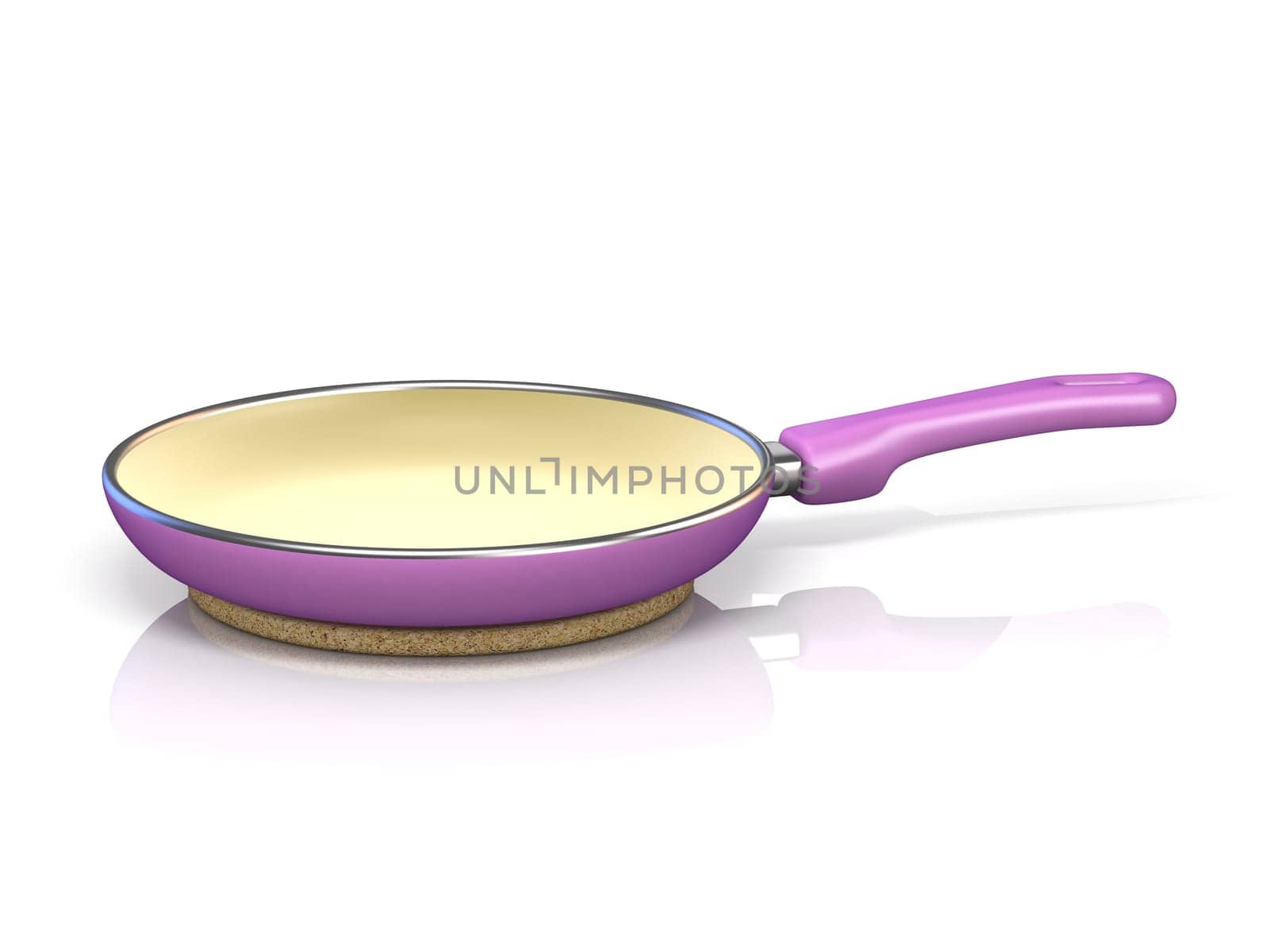 Purple cooking pan 3D rendering illustration isolated on white background