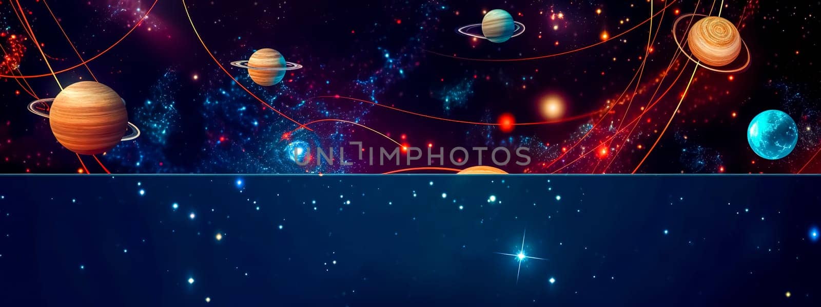 mysterious magical universe, banner with copy space, made with Generative AI by Edophoto