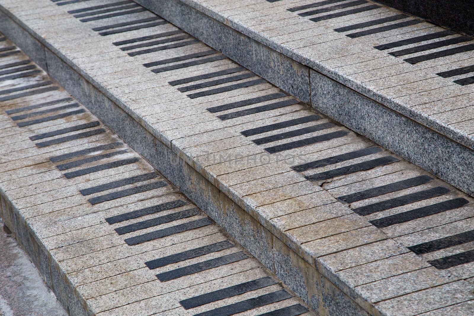 public granite stairs stylised as piano keys - close-up view by z1b