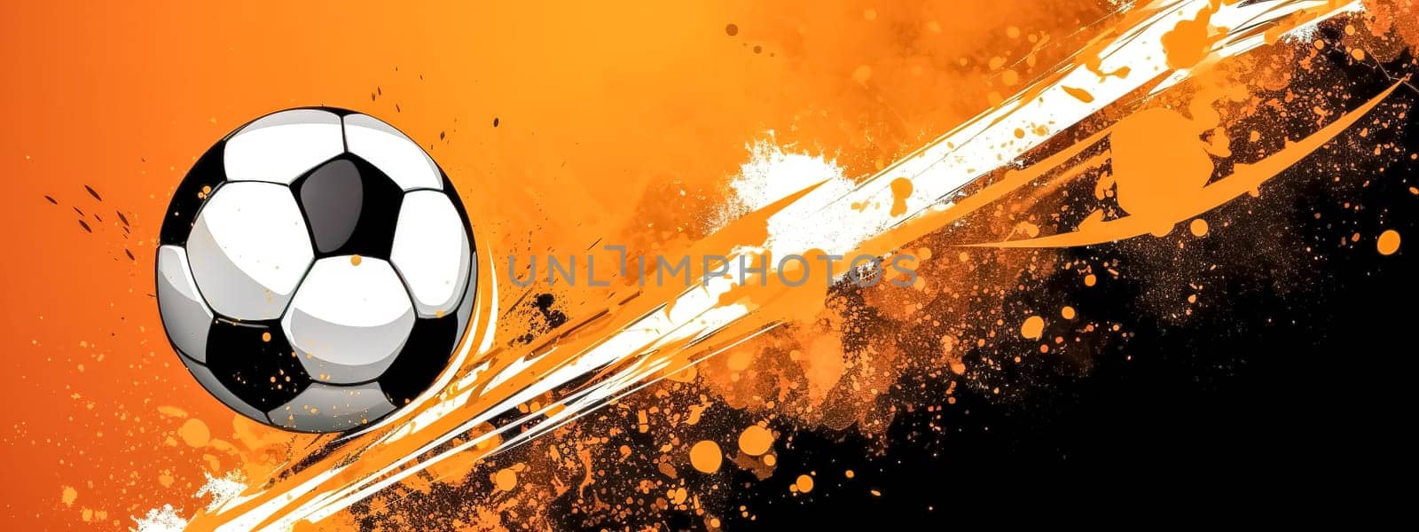 soccer ball, banner with copy space, made with Generative AI. High quality illustration