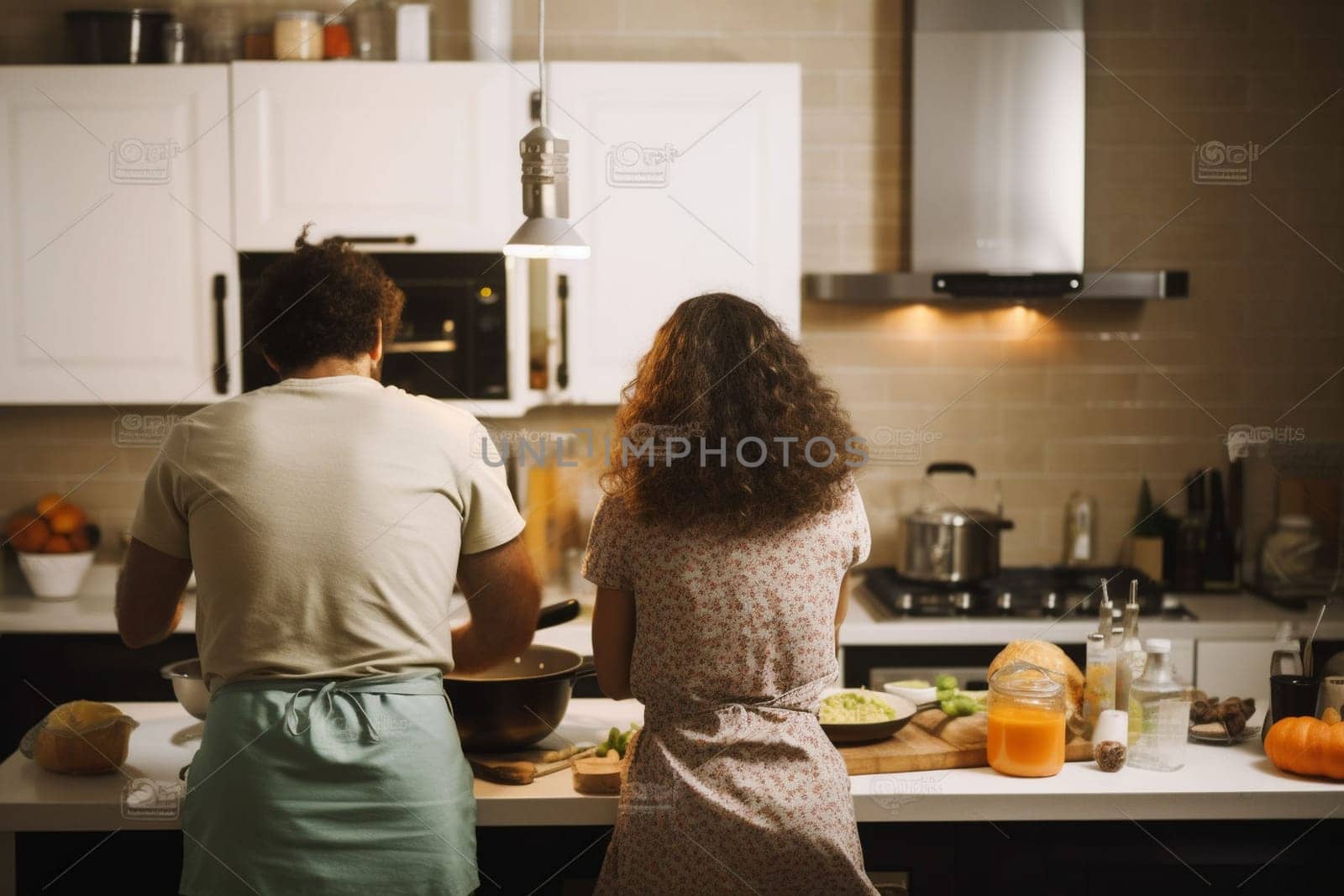 Beautiful young couple preparing a healthy meal together while spending free time at home. Secret ingredient is love. High quality image