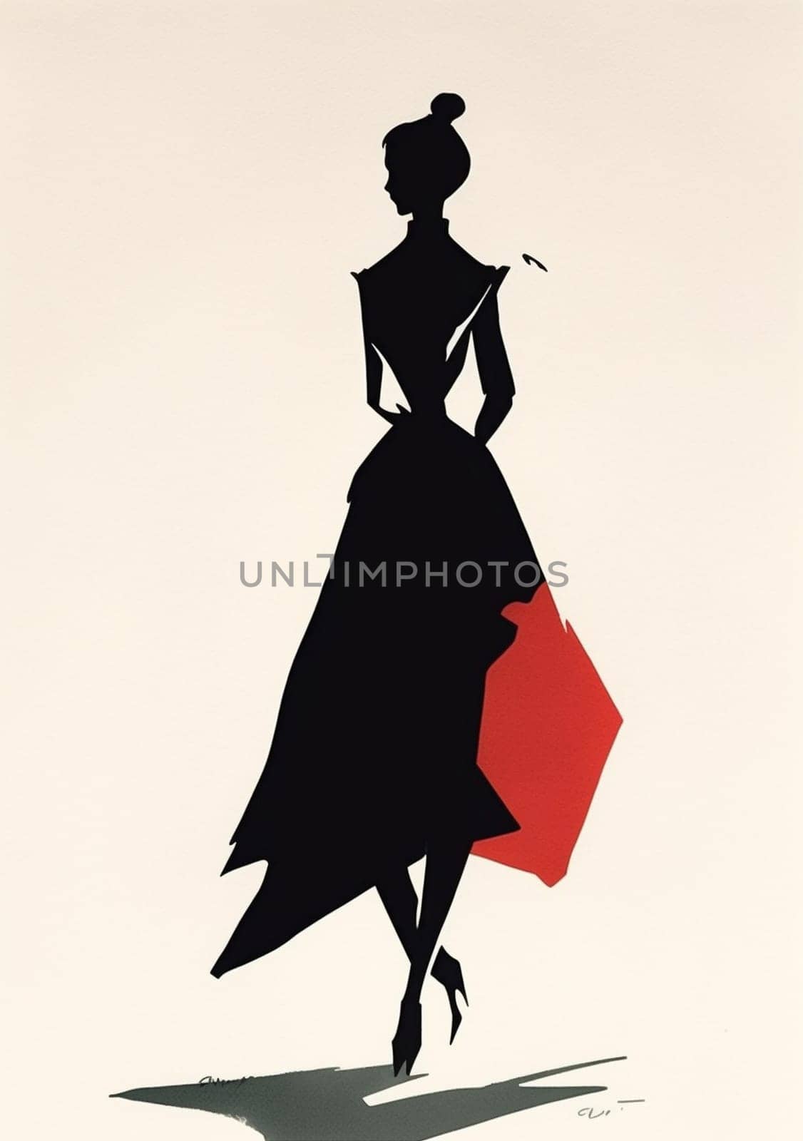 man woman illustration retro black person haunted design silhouette drawing ink isolated. Generative AI. by SHOTPRIME