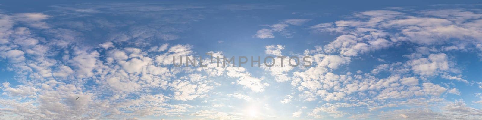360 panorama, vibrant sunset sky, Cirrus clouds, perfect for immersive game design and sky replacement by panophotograph