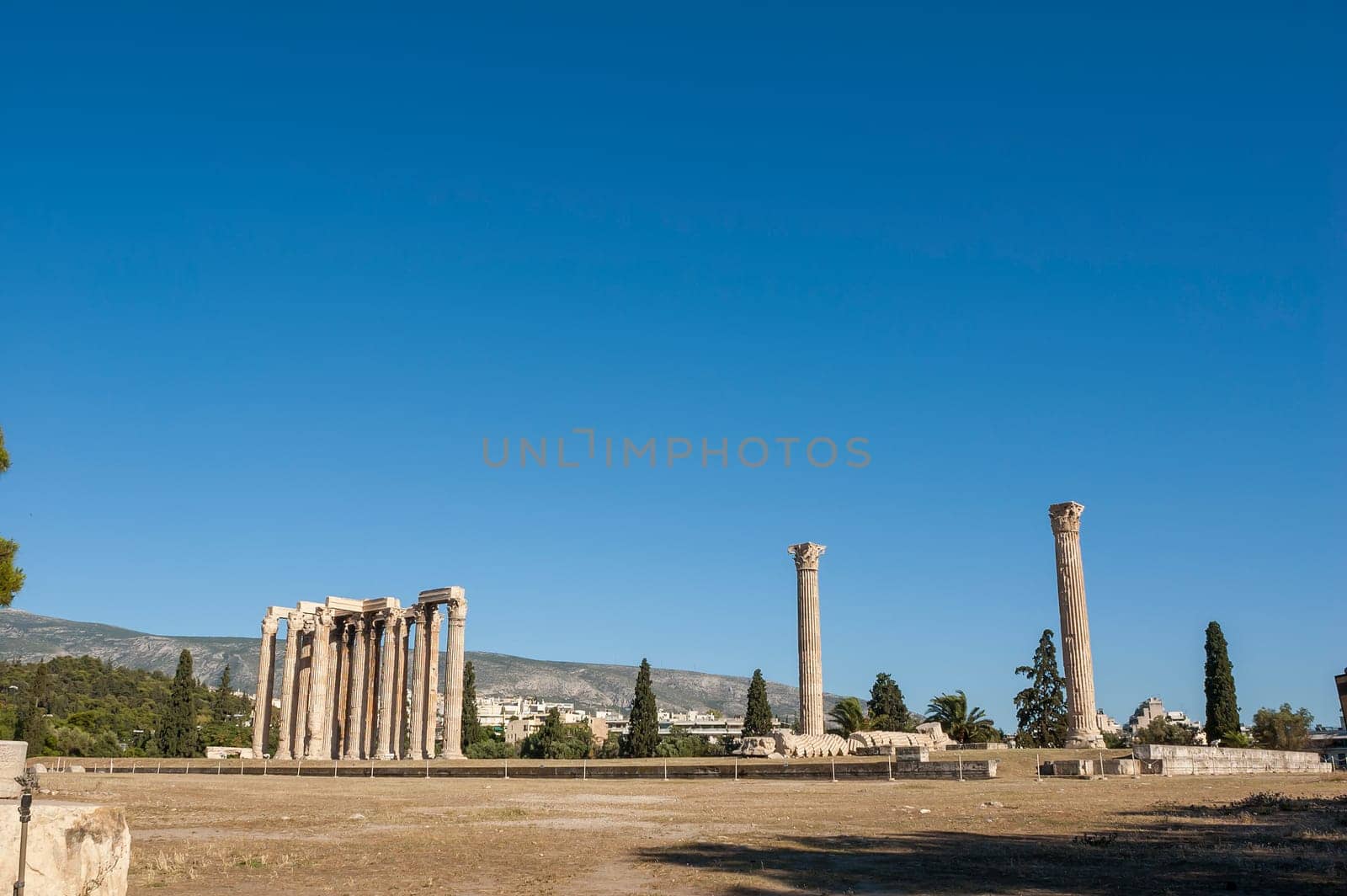 ATHENS, GREECE - 06/23/2013 - ancient temple of Zeus, Olympeion, Athens, Greece