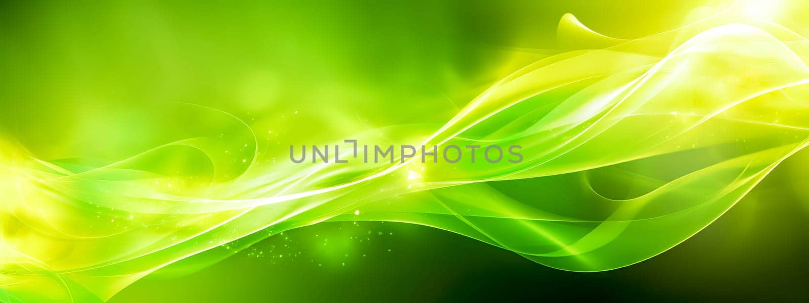 green renewable energy, banner with copy space, made with Generative AI. High quality illustration