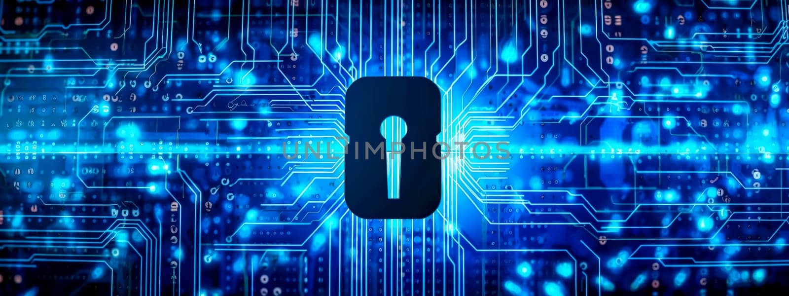 modern cyber security, data protection in online, safe internet, banner with copy space, made with Generative AI by Edophoto