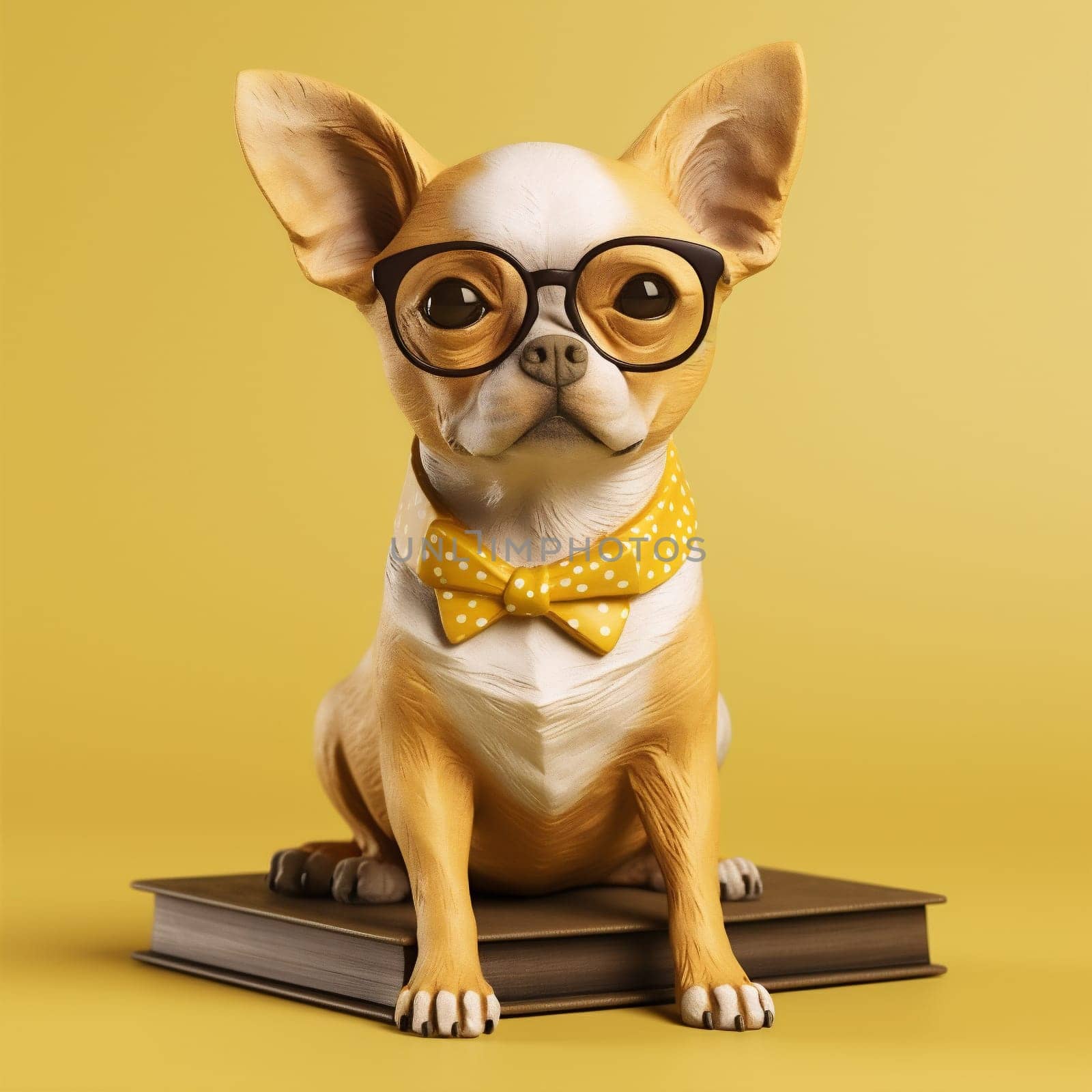 dog cute pet wear puppy chihuahua background portrait animal glasses yellow. Generative AI. by SHOTPRIME