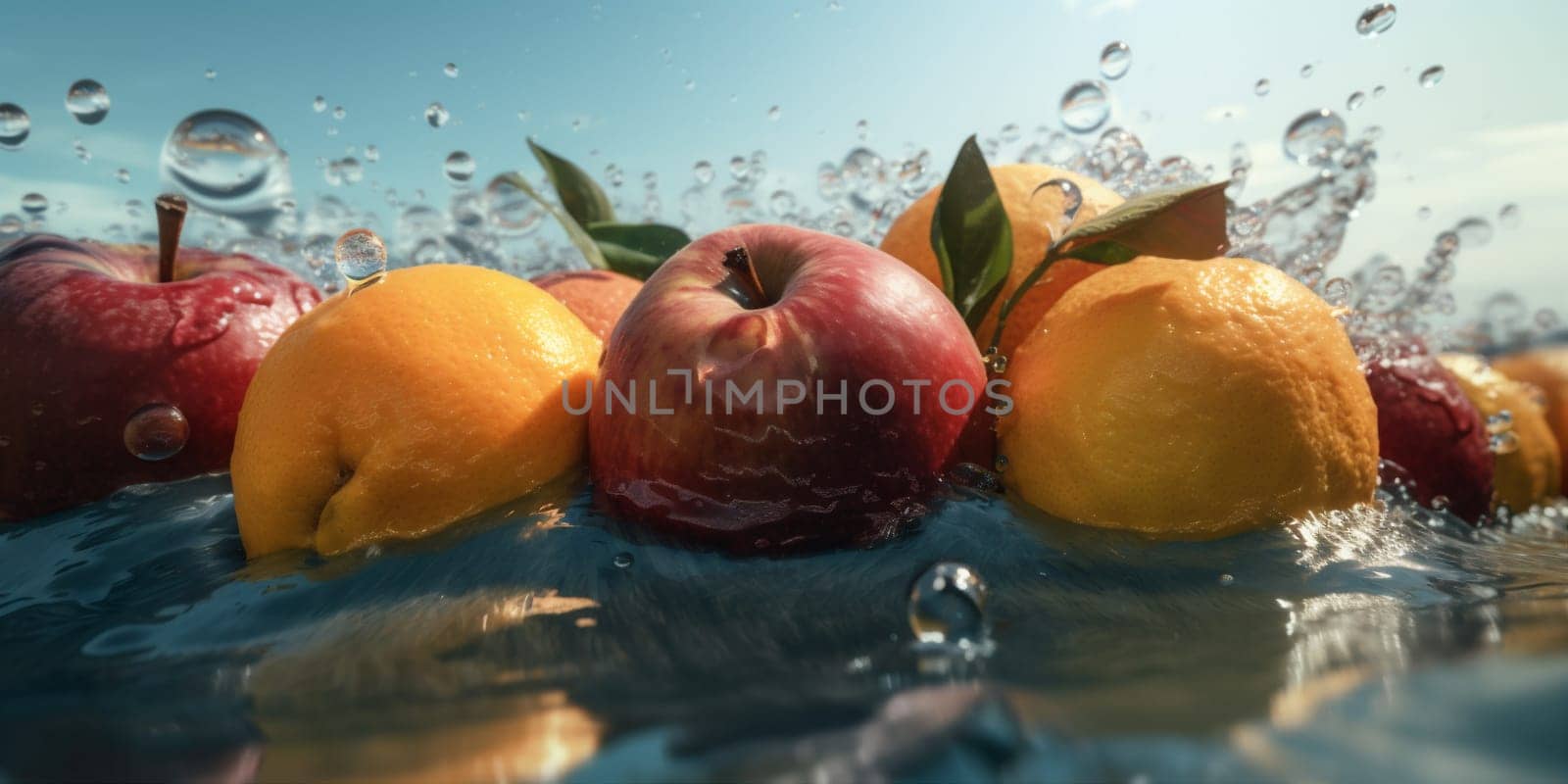 background strawberry red drop fresh food water green fruit vitamin healthy. Generative AI. by SHOTPRIME