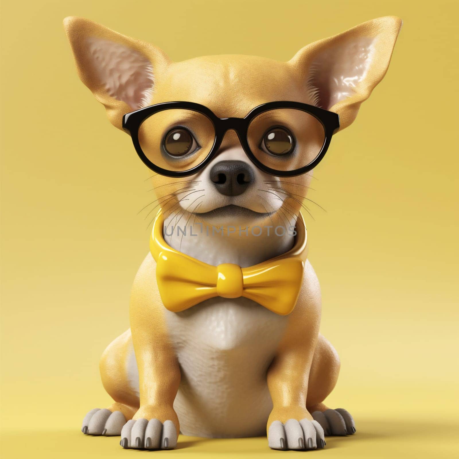 dog chihuahua background domestic glasses animal yellow pet cute portrait puppy. Generative AI. by SHOTPRIME