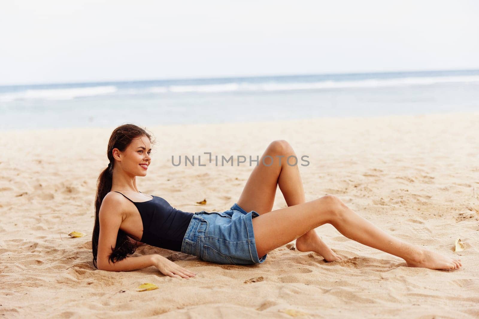 vacation woman beach smile sea travel sexy sitting freedom sand nature by SHOTPRIME