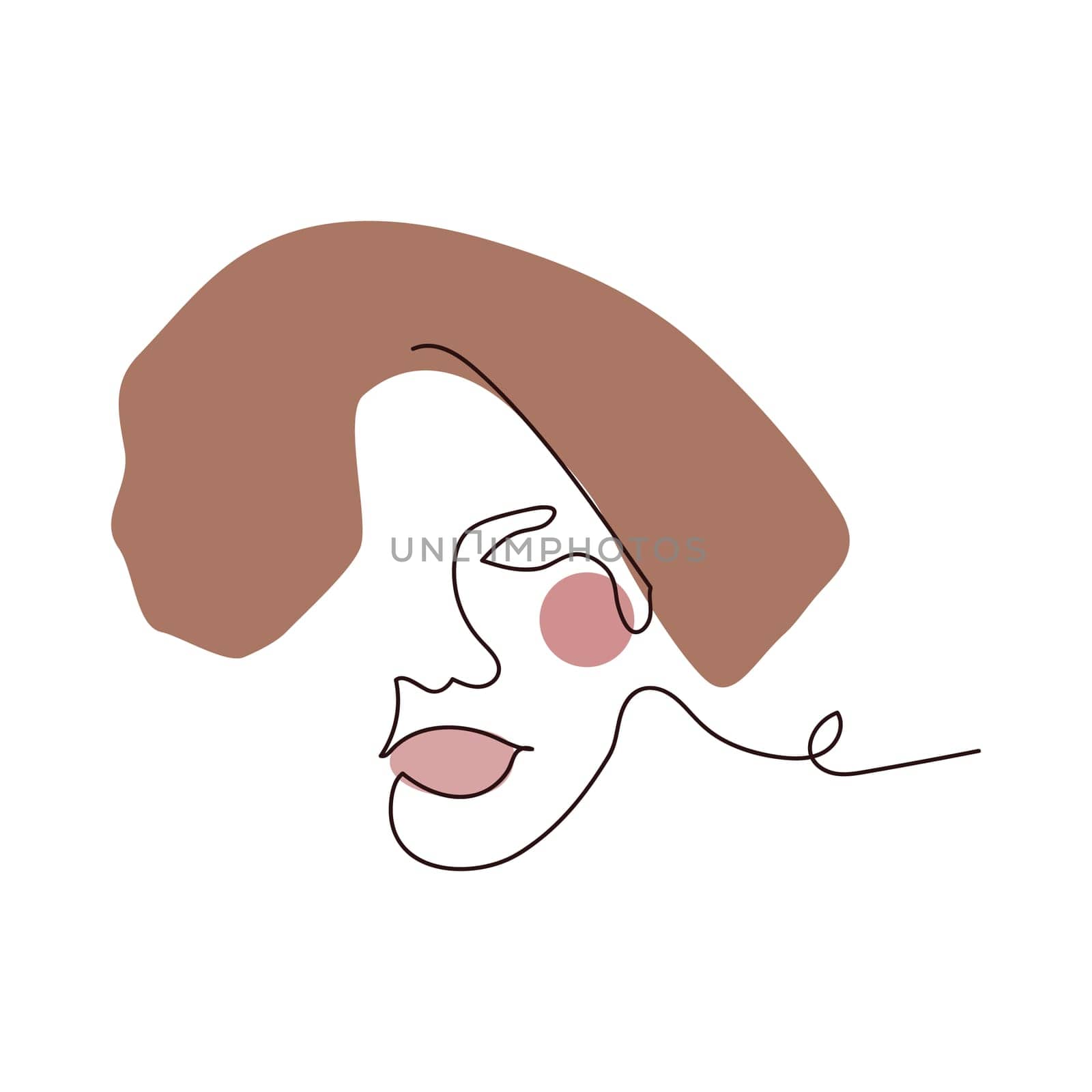woman with brown hair style line art by Veranikas