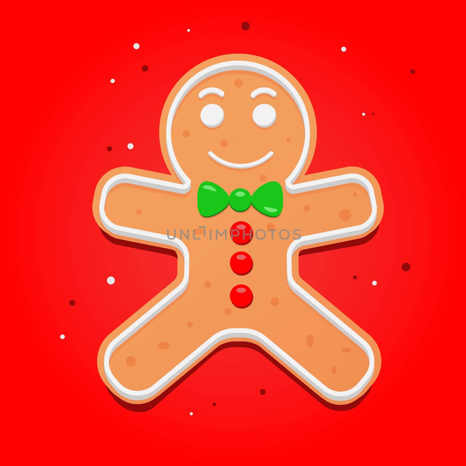 a gingerbread man with a green bow and red buttons