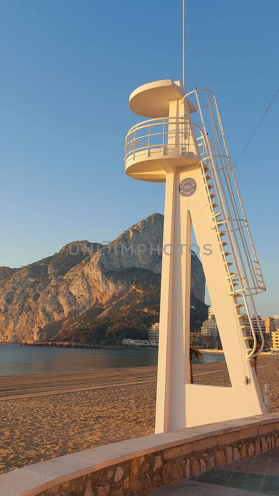 Lifeguard tower on a beach of Calpe. Alicante. Spain.