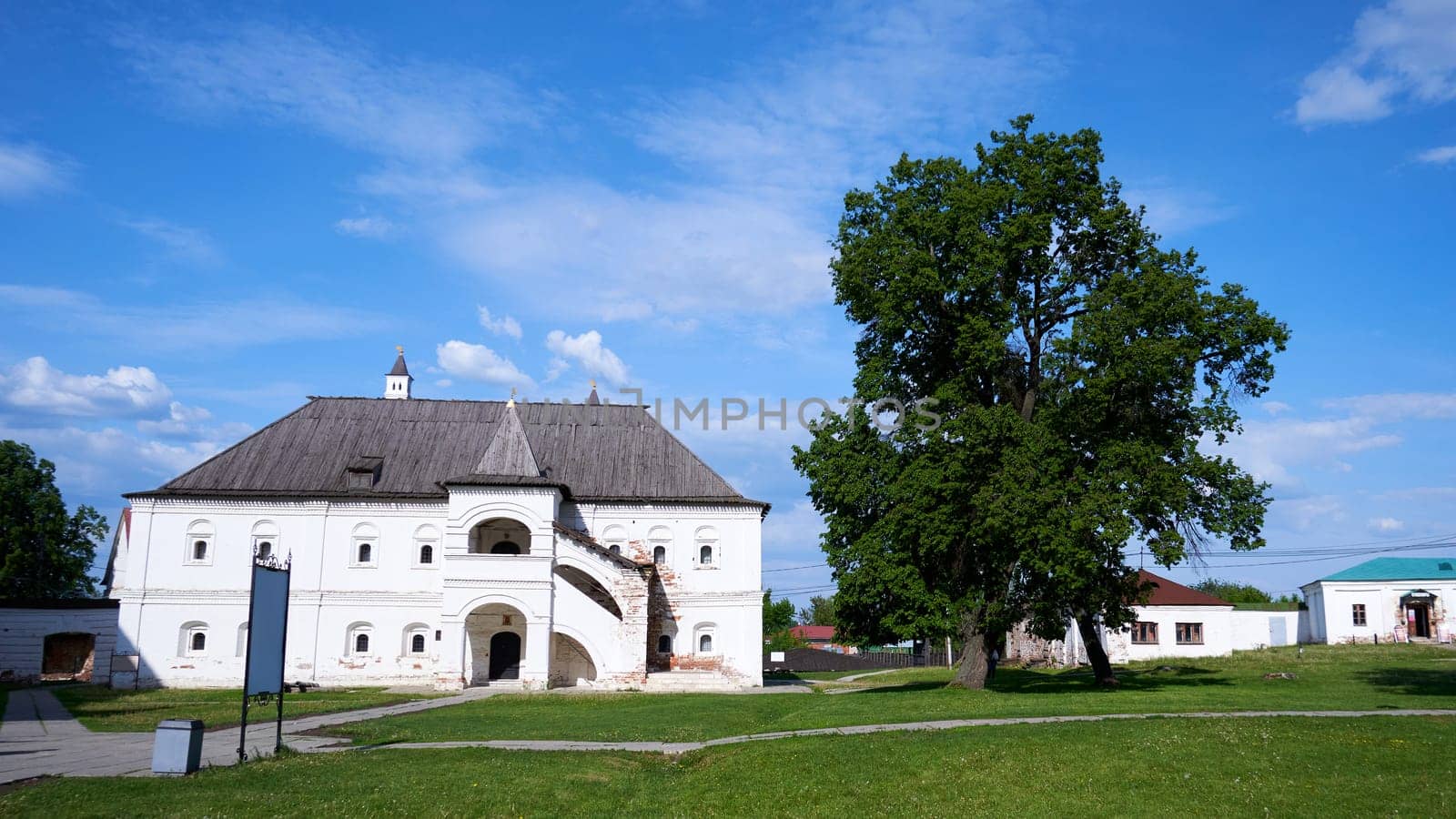 Ryazan, Russia - May 22, 2023: The territory of the Ryazan Kremlin on a spring sunny day