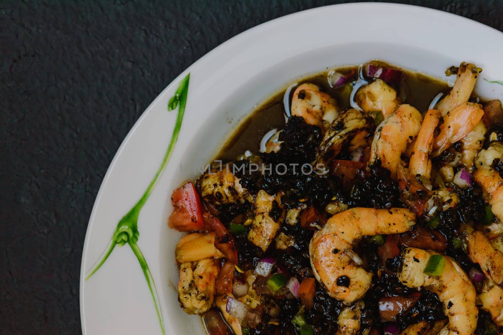 Black Shrimp Ceviche, Mexican Seafood Dish Made With Chili Ashes by RobertPB