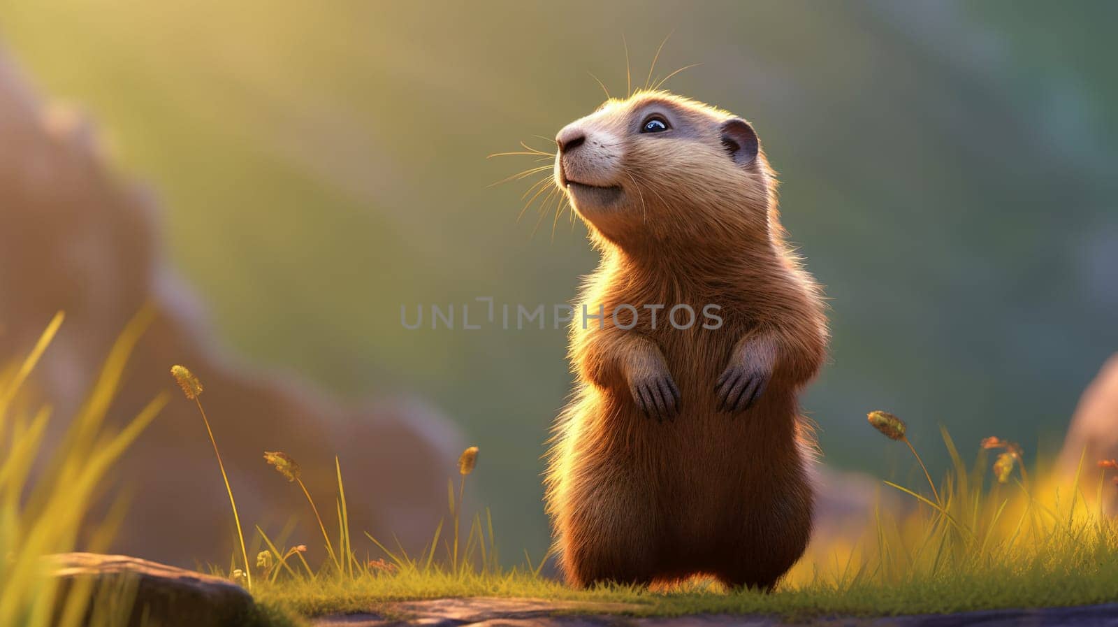 Adorable little cartoon squirrel - generative AI - AI generated