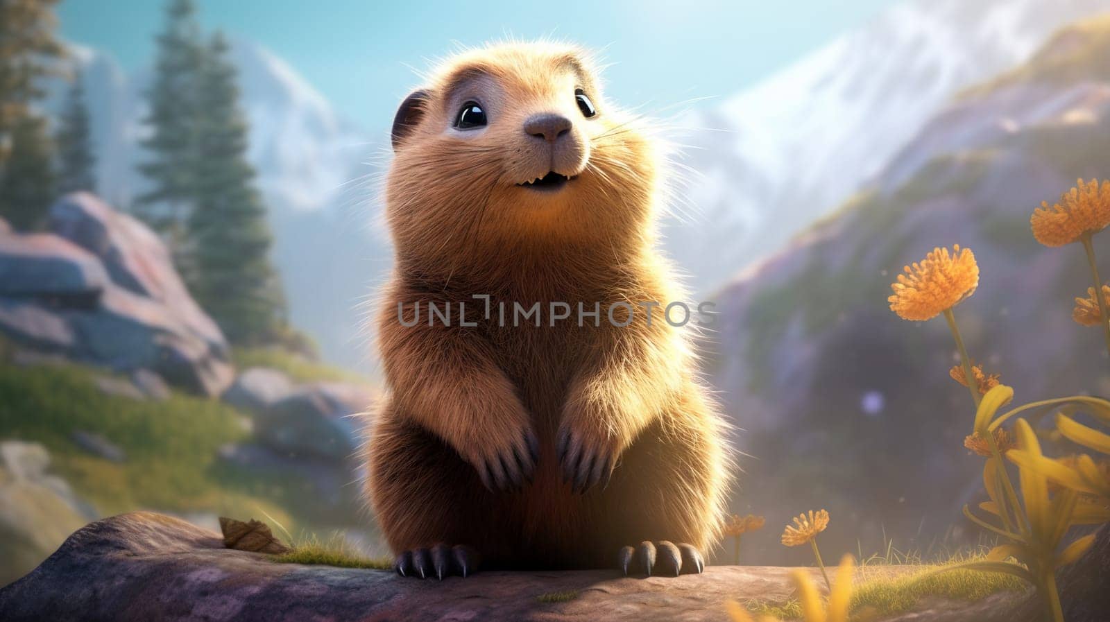 Adorable little cartoon squirrel - generative AI - AI generated