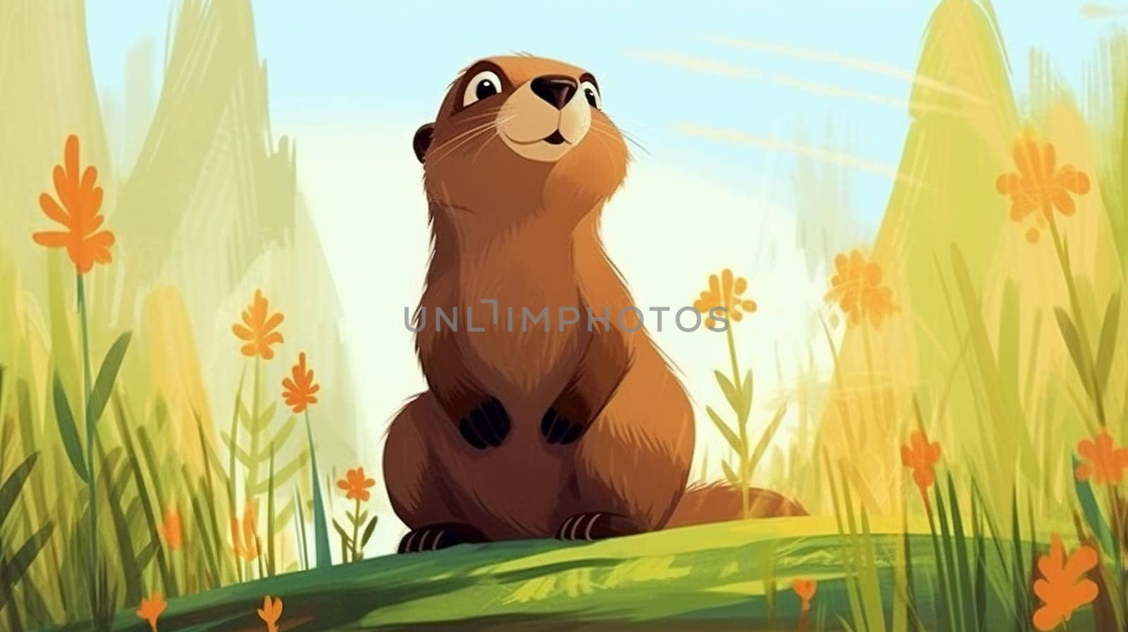 Adorable little cartoon squirrel - generative AI - AI generated