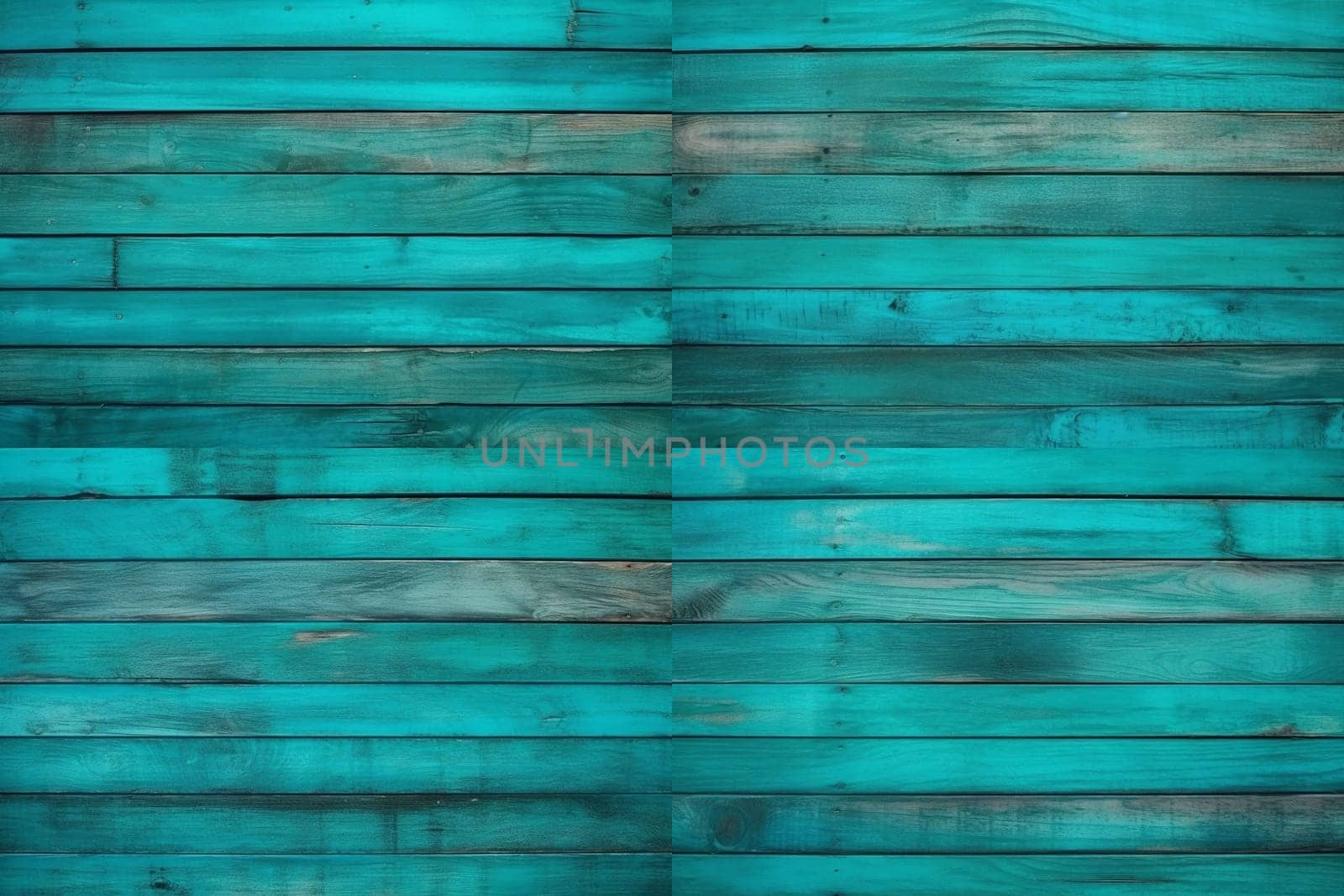 Blue Aqua color. Treated wooden boards - wood decking flooring and wood deck with paneled walls. Textures and patterns of natural wood. Background for interiors by Costin
