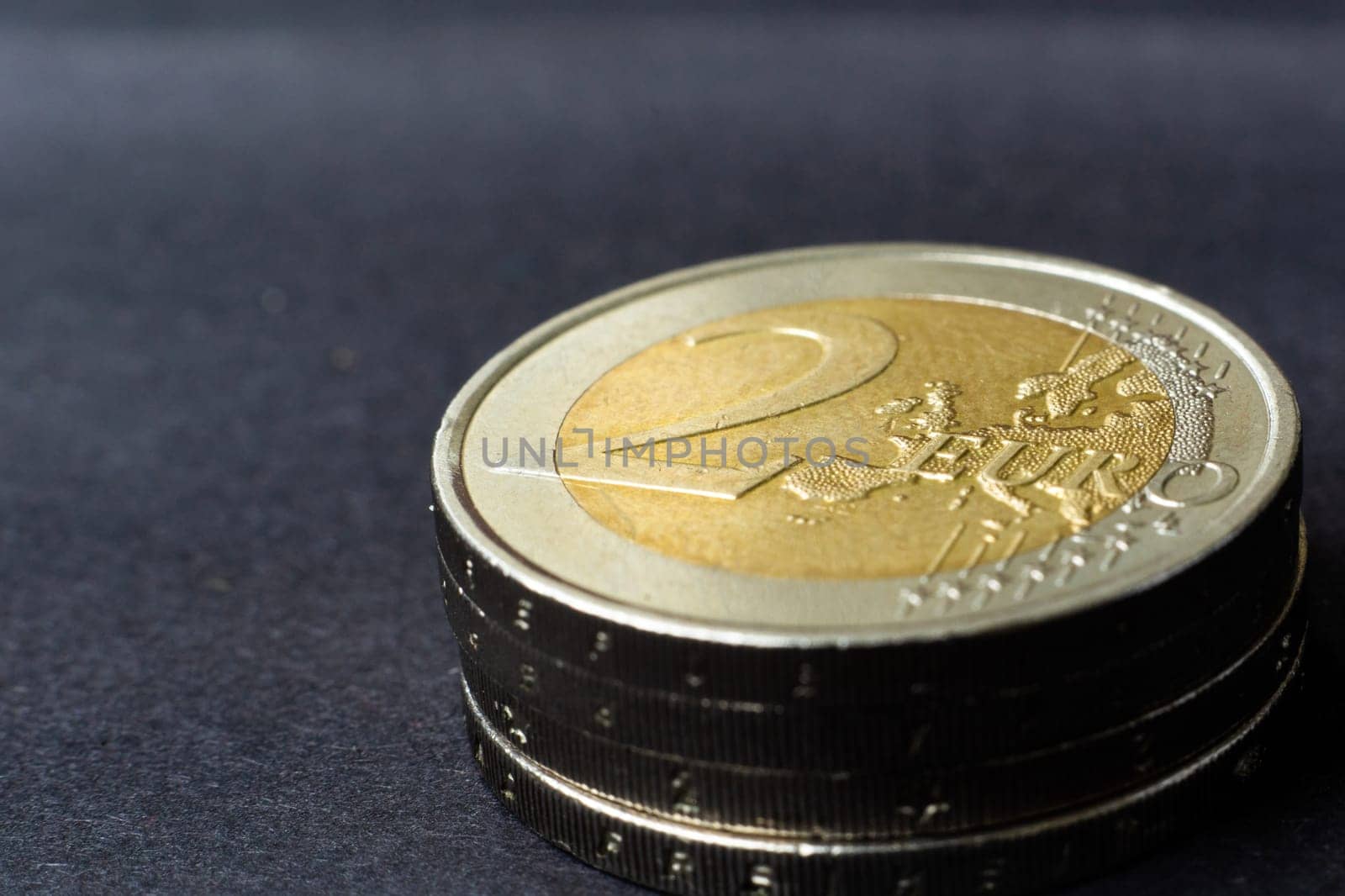 Euro close up photo. Macro coins. Soft focus, dark background by Zelenin