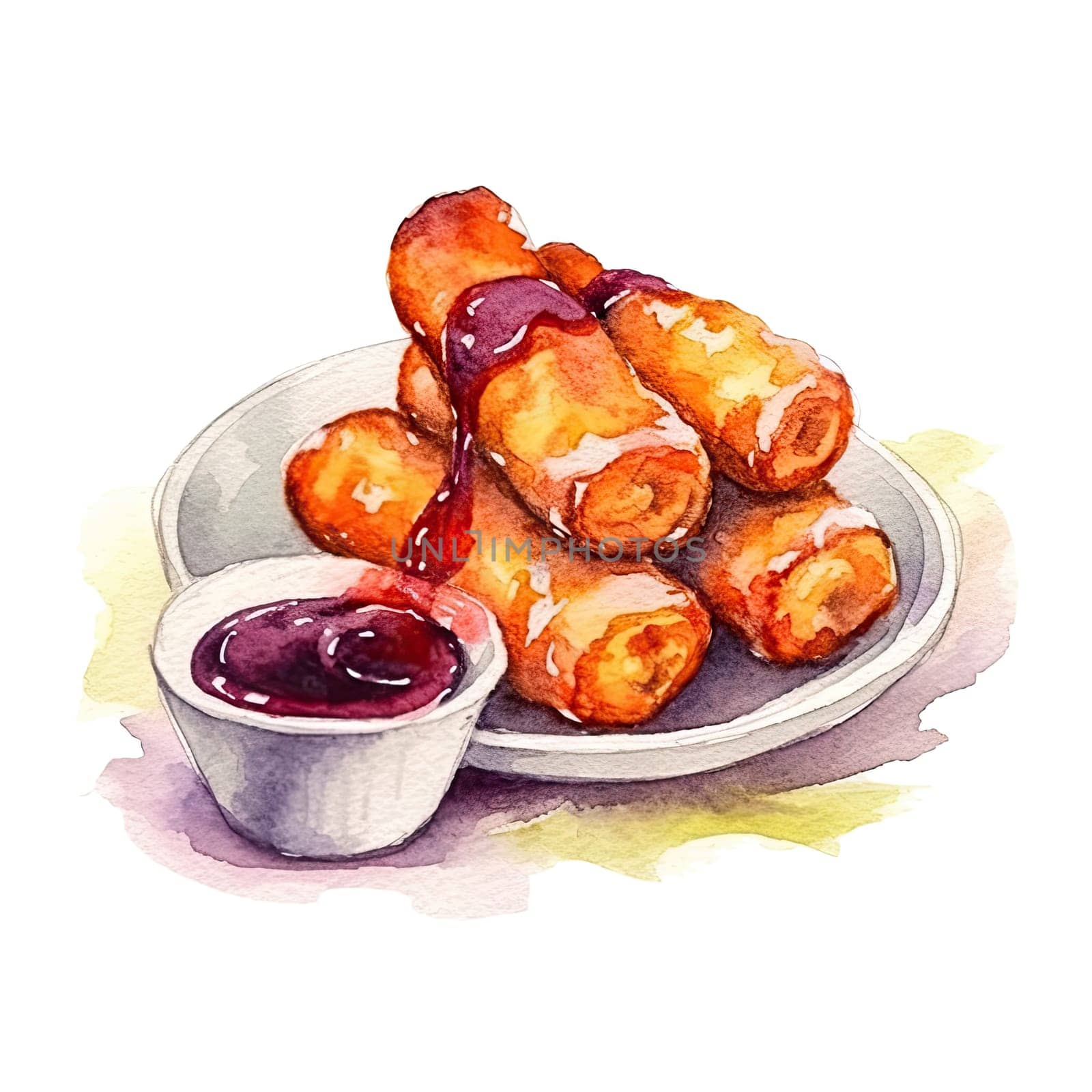 junk food chicken nugget watercolor illustration