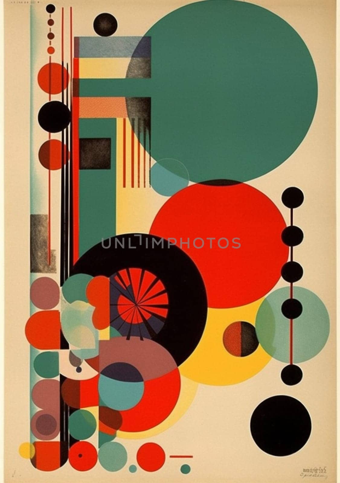 eye retro red vintage art circle design poster abstract illustration. Generative AI. by SHOTPRIME