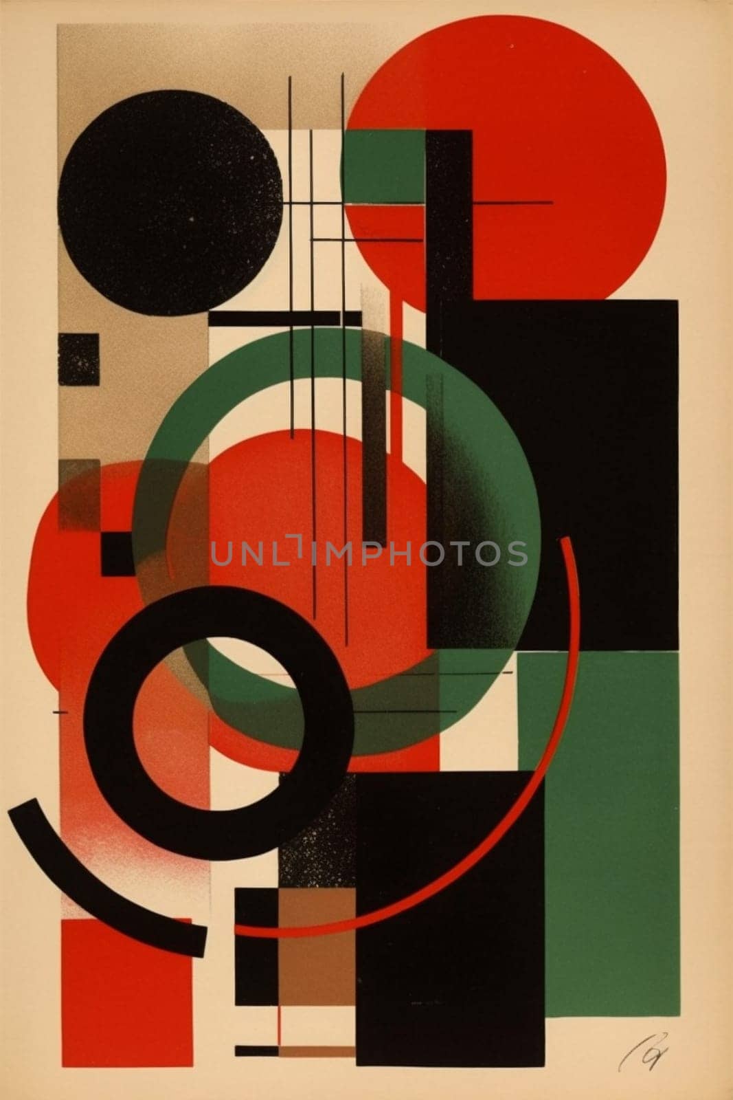 abstract poster red illustration circle vintage retro art eye design. Generative AI. by SHOTPRIME