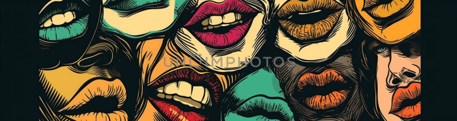 art woman female abstract isolated illustration kiss mouth lipstick lips poster. Generative AI. by SHOTPRIME