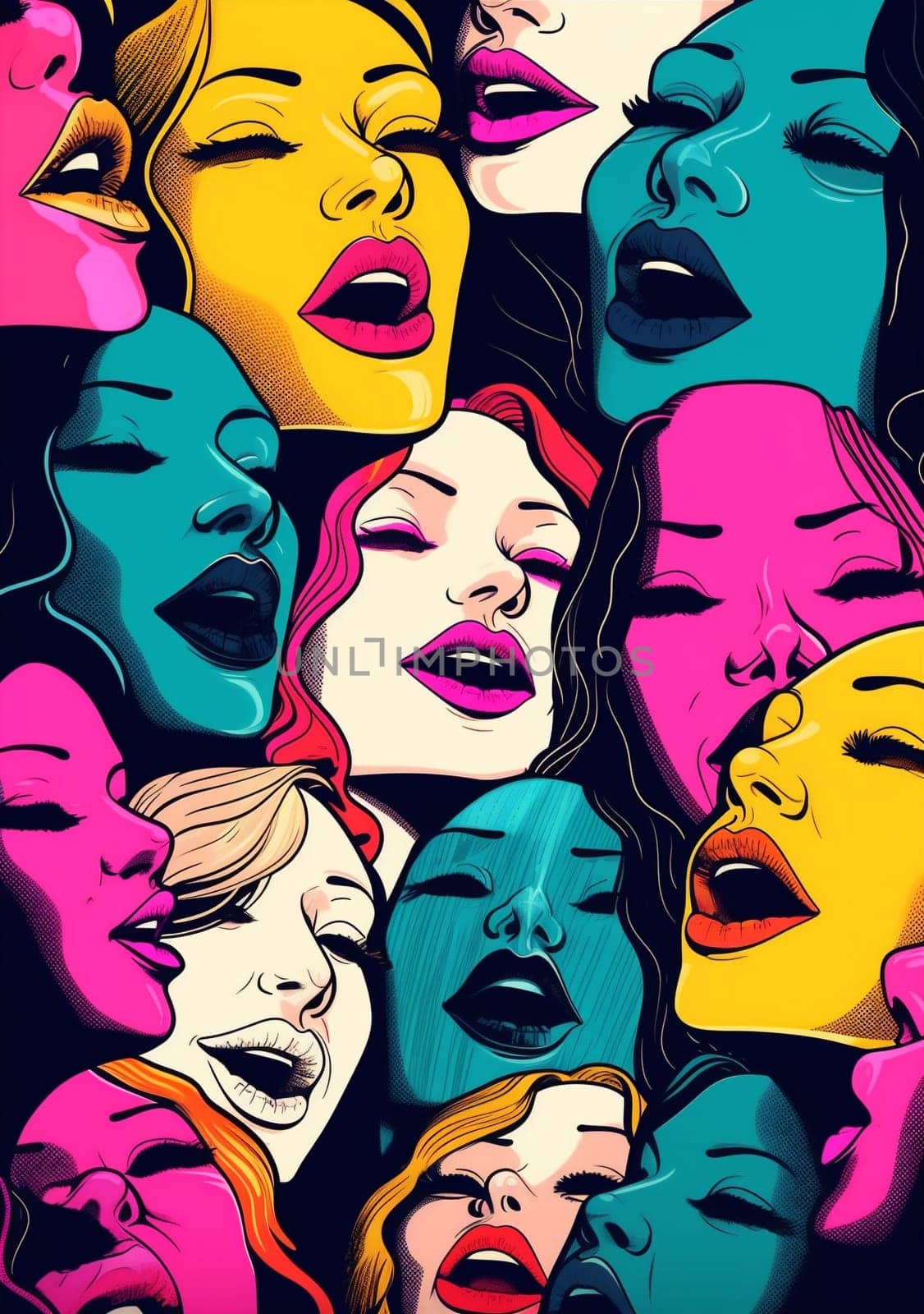 illustration woman lipstick abstract poster style lips female art kiss mouth. Generative AI. by SHOTPRIME