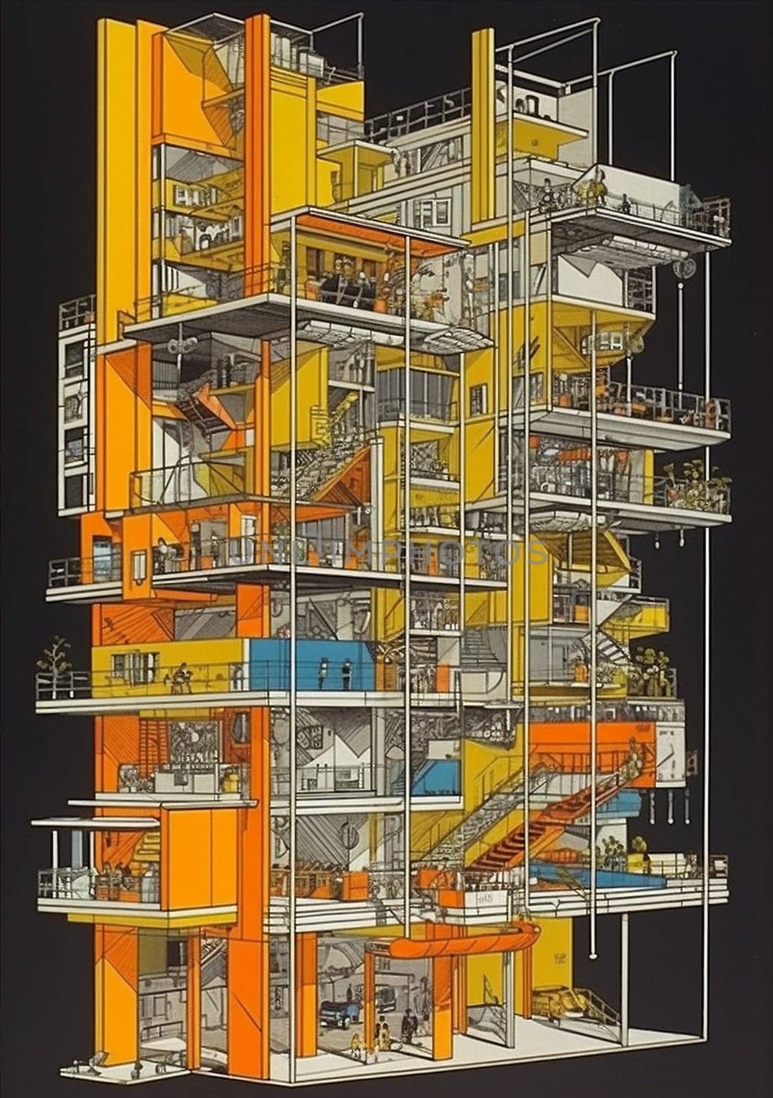 tower skyscraper building design architecture high-rise downtown sketch urban business. Generative AI. by SHOTPRIME