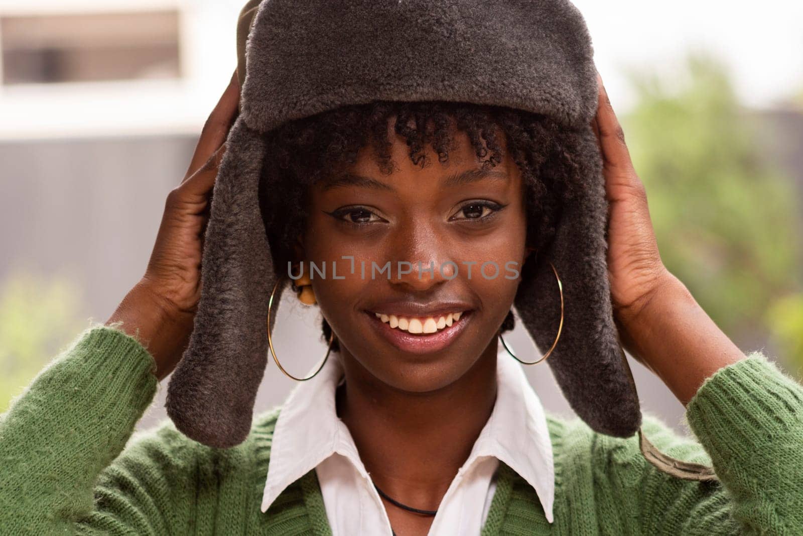 closeup of attractive afro girl with happy and smiling expression and happy lifestyle. High quality photo